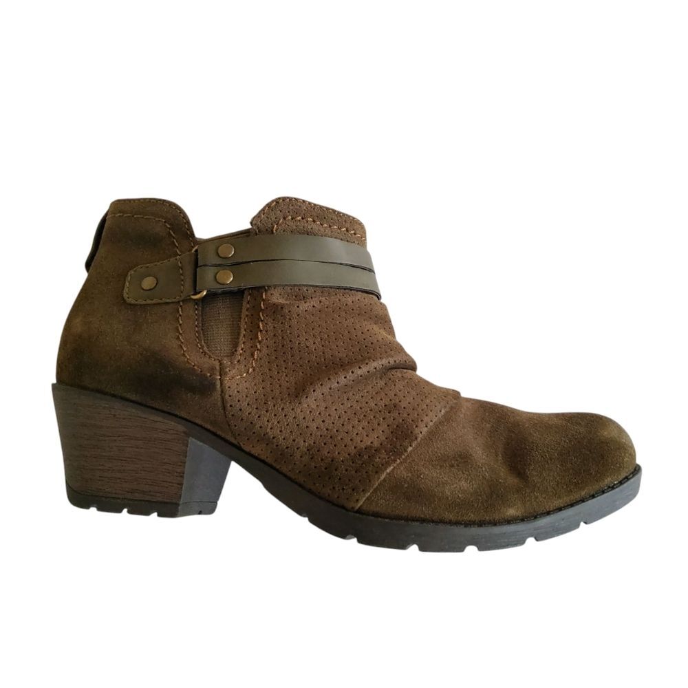 New Earth Origins Suede Leather Ankle Boots Booties Odel Olive Green Size 7.5